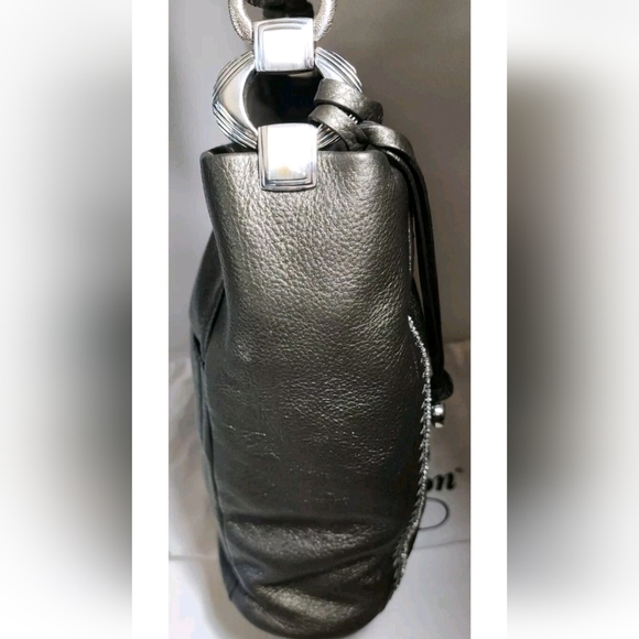 Brighton Metallic Pewter Anju Masterpiece Collection Leather Shoulder Bag EUC - Picture 8 of 13
